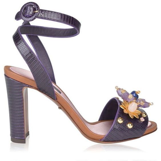 Dolce & Gabbana Sandalias de cuero morado con cristales Talla 37,5