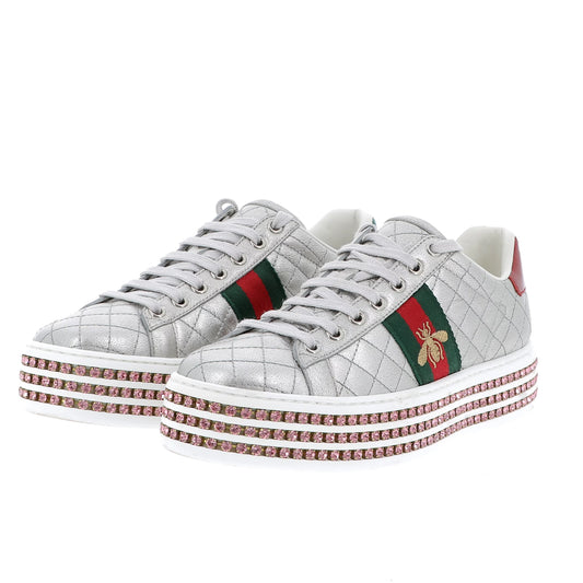 Gucci Zapatillas Ace Quilt Crystal Platform Talla 37,5