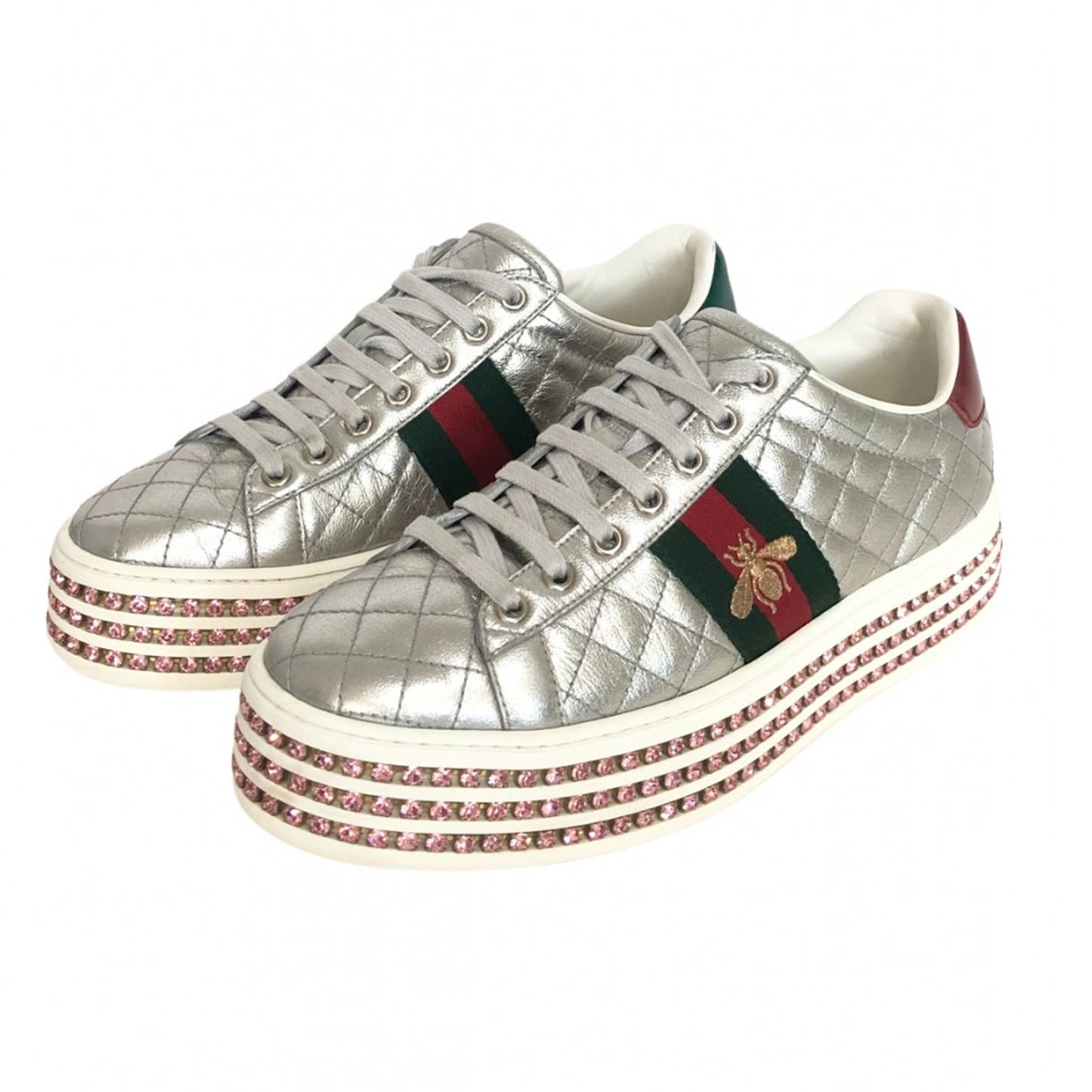 Gucci Zapatillas Ace Quilt Crystal Platform Talla 37,5