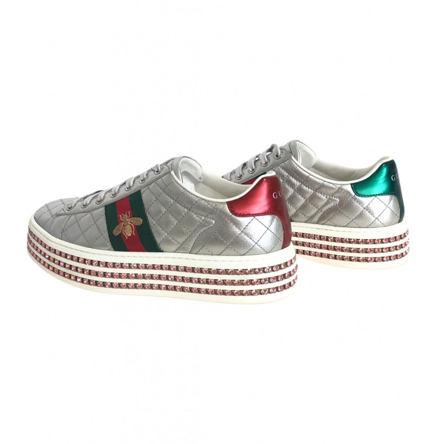 Gucci Zapatillas Ace Quilt Crystal Platform Talla 37,5