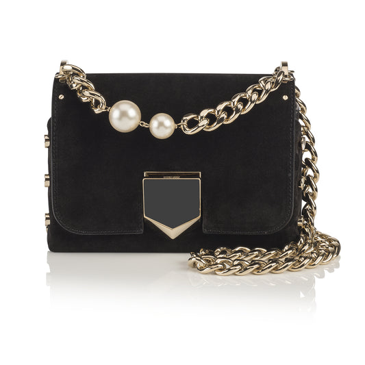 Jimmy Choo Black Suede Pearl Bag